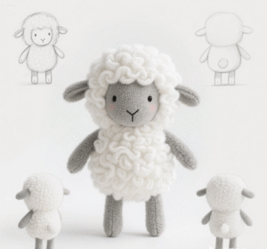 11 Original Handmade Crochet Lamb Plush | Soft Amigurumi Sheep Toy | Baby-Safe Nursery Decor | Artist-Designed Gift