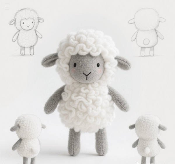Original Handmade Crochet Lamb Plush | Soft Amigurumi Sheep Toy | Baby-Safe Nursery Decor | Artist-Designed Gift