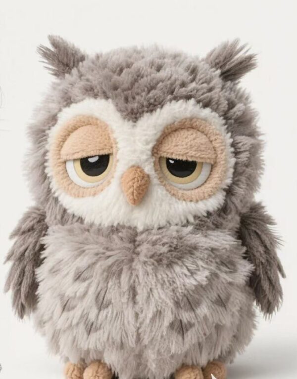 Adorable Round Fluffy Owl Plush Toy | Soft Stuffed Animal | Cute Gift for Kids & Adults | Desk or Bed Decor