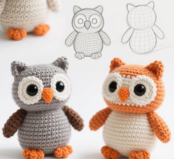 Handmade Crochet Owl Plush | Original Amigurumi Design | Cute Knitted Animal Toy | Unique Gift for Owl Lovers & Decor